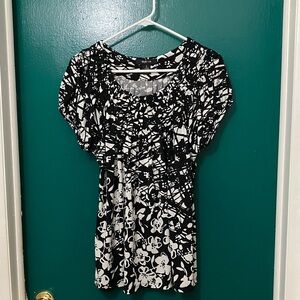 Style & Co. Black and White Abstract Floral Blouse
